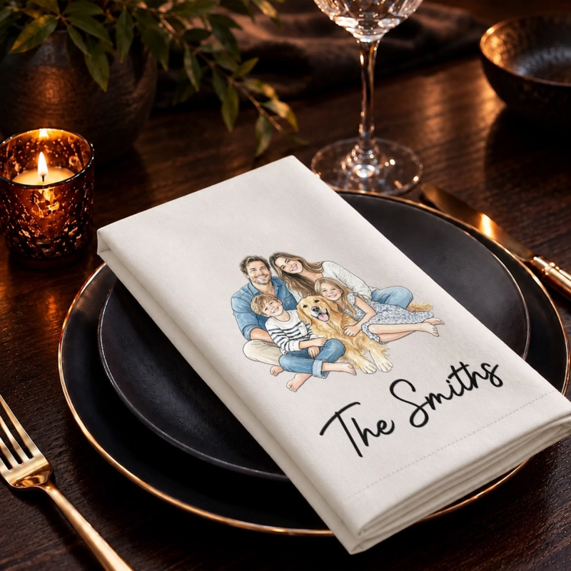 Custom Photo Cotton Napkin - Personalized Christmas Birthday Gifts For Mom, Dad, Brother, Sister - Cozy Cheer And Winter Magic