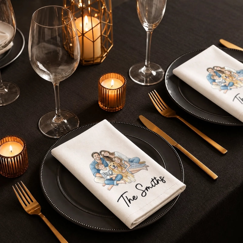 Custom Photo Cotton Napkin - Personalized Christmas Birthday Gifts For Mom, Dad, Brother, Sister - Cozy Cheer And Winter Magic