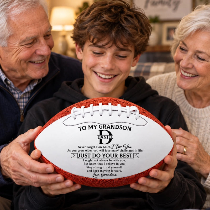 Custom Leather Football - Personalized Birthday Gifts For Son, Grandson, America Football Lovers, Sports Fans, Sports Lovers - Proud Of Every Game Day
