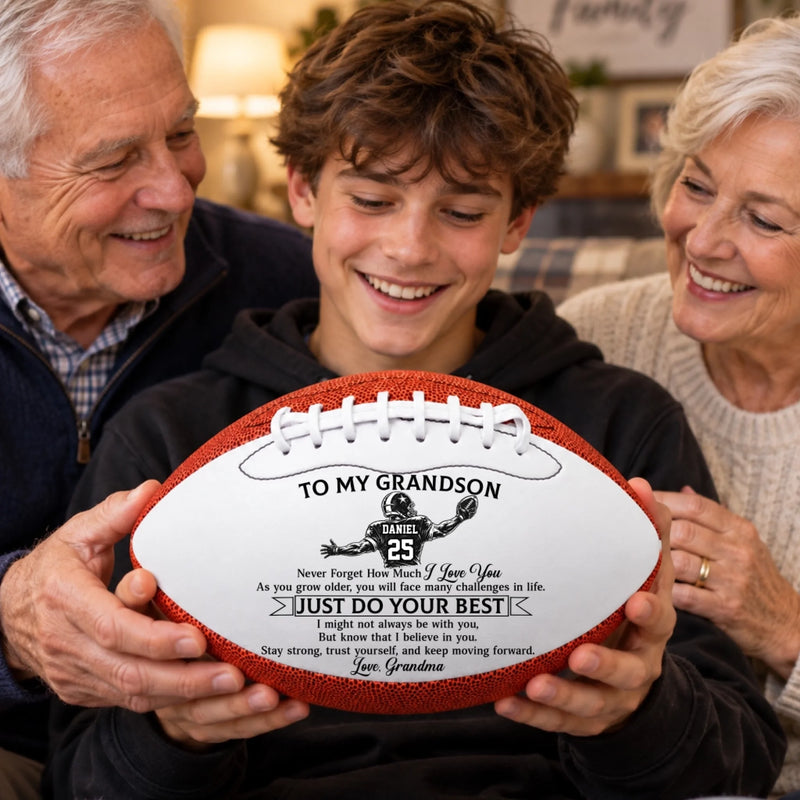 Custom Leather Football - Personalized Birthday Gifts For Son, Grandson, America Football Lovers, Sports Fans, Sports Lovers - Made For Game Day
