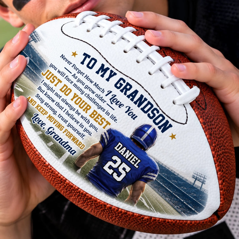 Custom Leather Football - Personalized Birthday Gifts For Son, Grandson, America Football Lovers, Sports Fans, Sports Lovers - All Heart On Game Day