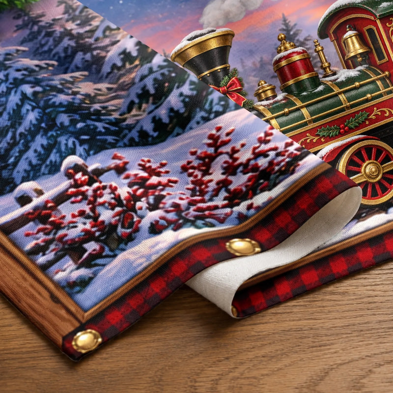 Custom Table Runner - Personalized  Christmas Birthday Gifts For Grandma, Grandpa - Cozy Season, Happiest Crew