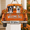 Custom Wood Sign - Personalized Personalized Christmas Birthday Gifts For Dog Cat Lovers, Dog Dad And Mom, Cat Owners - Autumn Roads, Happy Paws