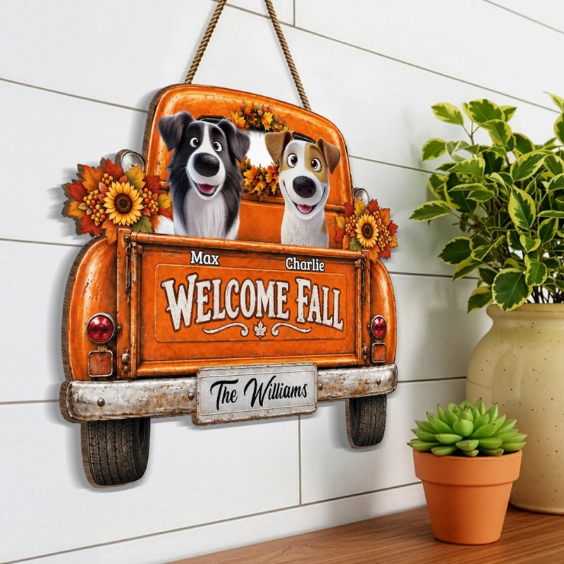 Custom Wood Sign - Personalized Personalized Christmas Birthday Gifts For Dog Cat Lovers, Dog Dad And Mom, Cat Owners - Autumn Roads, Happy Paws