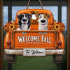 Custom Wood Sign - Personalized Personalized Christmas Birthday Gifts For Dog Cat Lovers, Dog Dad And Mom, Cat Owners - Autumn Roads, Happy Paws