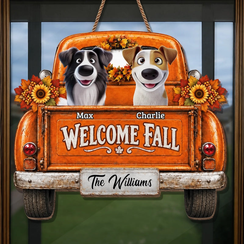Custom Wood Sign - Personalized Personalized Christmas Birthday Gifts For Dog Cat Lovers, Dog Dad And Mom, Cat Owners - Autumn Roads, Happy Paws