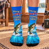 Custom Crew Socks - Personalized Birthday Fishing Gifts For Fisherman, Husband, Son, Grandson, Brother, Grandpa, Dad, Yourself - Good Times Great Catches