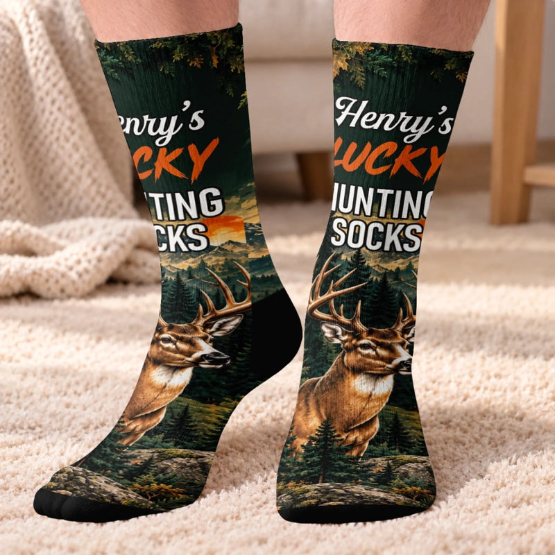 Custom Crew Socks - Personalized Birthday Hunting Gifts For Hunters, Husband, Son, Grandson, Brother, Grandpa, Dad, Yourself - Wild Days Call Me Back