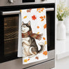 Custom Photo Kitchen Towel - Personalized Birthday Gifts For Dog Cat Lovers, Dog Dad And Mom, Cat Owners - Paws In The Leaves