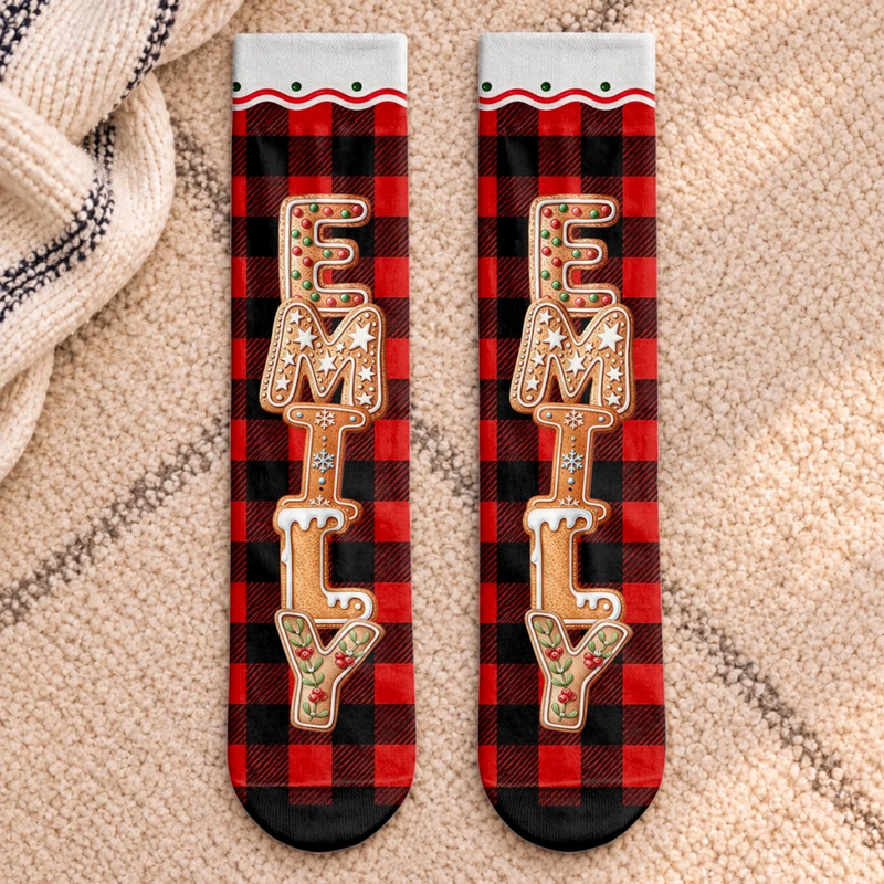 Custom Crew Socks - Personalized Christmas Birthday Gifts For Mom, Dad, Brother, Sister - Holiday Cheer In The Air