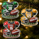 Custom America Football Acrylic Ornament - Personalized Christmas Birthday Gifts For America Football Lovers, Sports Fans, Sports Lovers - Born To Play Hard Always
