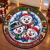 Custom Snowman Quilted Round Mat - Personalized Christmas Birthday Gifts For Grandma, Grandpa - Snowman Kisses, Holiday Wishes