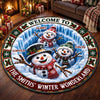 Custom Snowman Quilted Round Mat - Personalized Christmas Birthday Gifts For Mom, Dad, Brother, Sister - Winder Wonderland