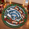 Custom Quilted Round Mat - Personalized Christmas Birthday Gifts For Grandma, Grandpa - Grandma’s Christmas Train Crew