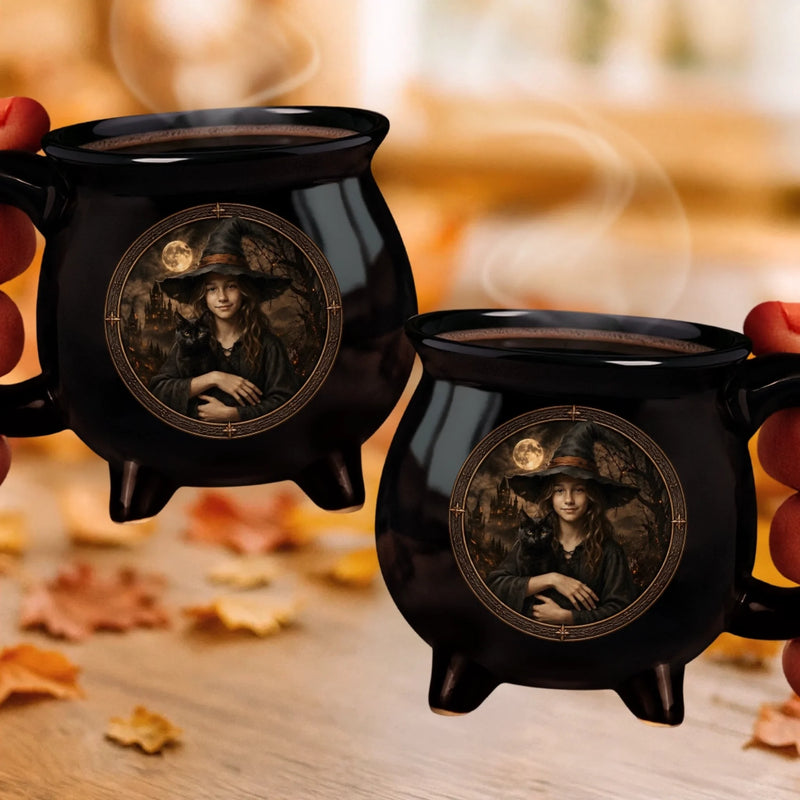 Custom Photo Witchy Cauldron Coffee Mug - Personalized Halloween Gifts For Witch, Wife, Daughter, Besties, Sisters, Granddaughter, Grandma, Mom, Yourself - Creep It Real, Witches