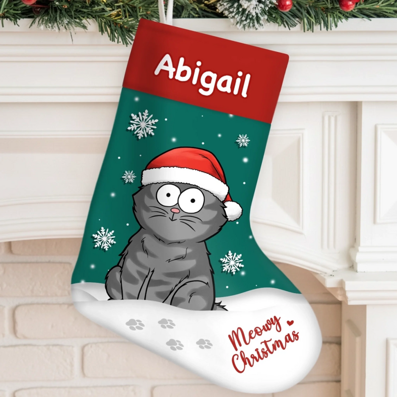 Custom Christmas Stocking - Personalized Christmas Birthday Gifts For Dog Cat Lovers, Dog Dad And Mom, Cat Owners - Meowy Woofmas