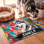 Custom Photo Pet Feeding Mat - Personalized Birthday Gifts For Dog Cat Lovers, Dog Dad And Mom, Cat Owners - Sweet Paws, Happy Soul
