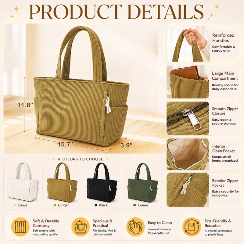 Custom Corduroy Tote Bag - Personalized Birthday Tailor Gifts For Sewer, Seamstress - Sew Much Love