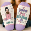 Custom Shh I'm Reading Crew Socks - Personalized Bookish Gifts For Book Lovers, Bookworms, Readers - Lost In My Own Magical World