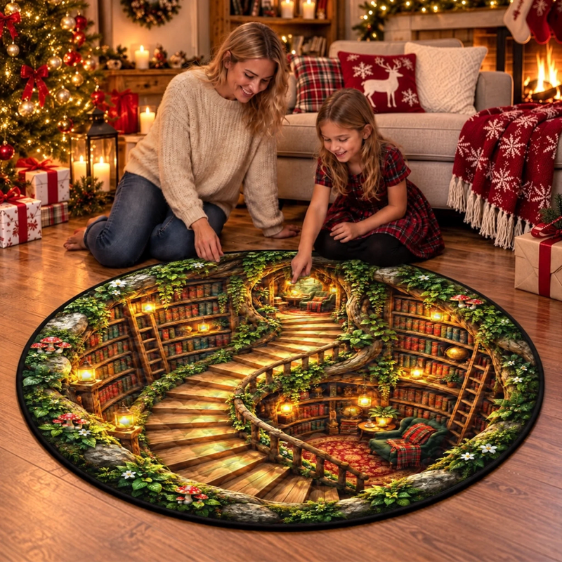 Custom Quilted Round Mat - Personalized Christmas Bookish Gifts For Book Lovers, Bookworms, Readers - Welcome To My Cozy Corner