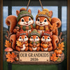 Custom Squirrels, Nuts Wood Sign - Personalized Birthday Gifts For Grandma, Grandpa - Our Little Acorn Crew