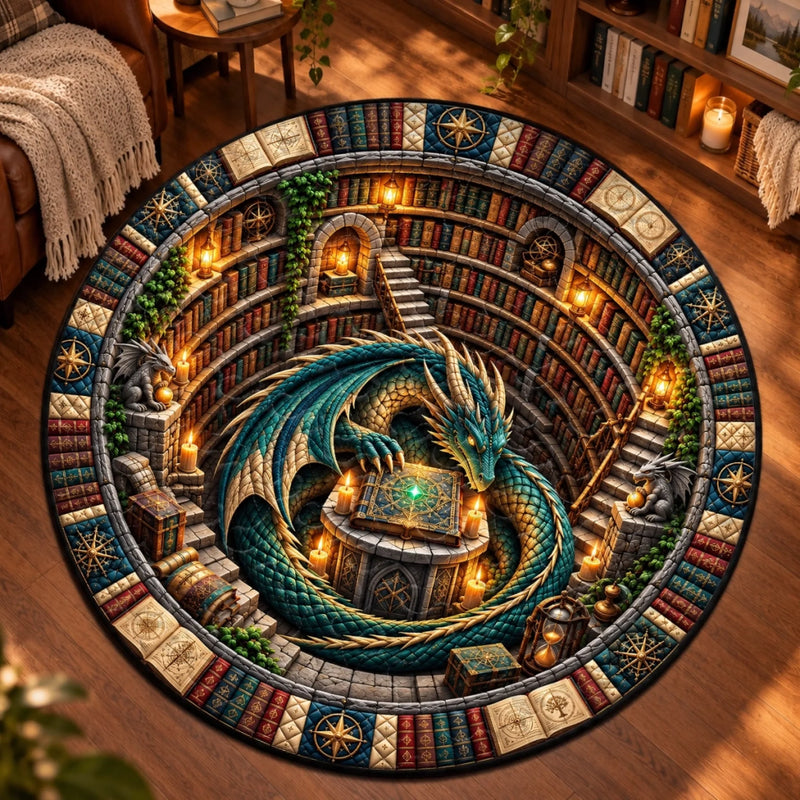 Custom Quilted Round Mat - Personalized Bookish Gifts For Book Lovers, Bookworms, Readers - Welcome To The Dragon Lair