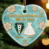 Custom First Christmas Ceramic Ornament - Personalized Anniversary Christmas Wedding Gifts For Husband And Wife, Him And Her - Wrapped In Newlywed Love