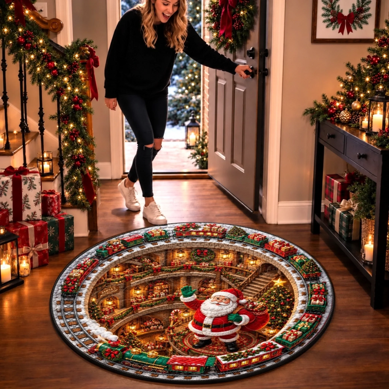 Custom Quilted Round Mat - Personalized Christmas Birthday Gifts For Mom, Dad, Brother, Sister - Sweet Holiday Joy Starts Here