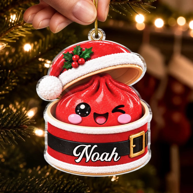 Custom Dumpling Squishy Acrylic Ornament - Personalized Christmas Birthday Gifts For Kids - Little Dumpling Holiday Cheer