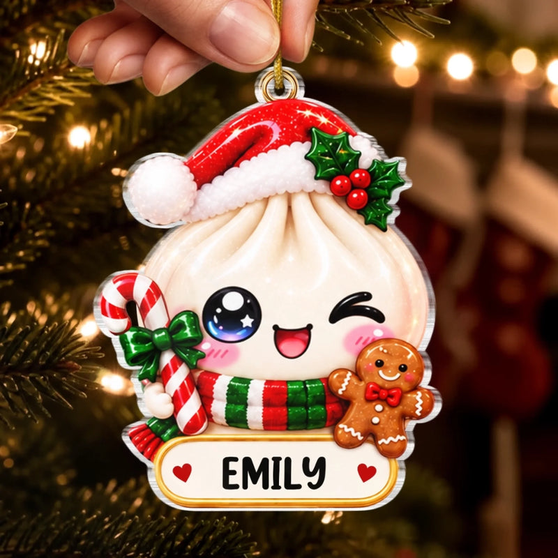 Custom Dumpling Squishy Acrylic Ornament - Personalized Christmas Birthday Gifts For Kids - Sweet Dumpling Christmas Joy