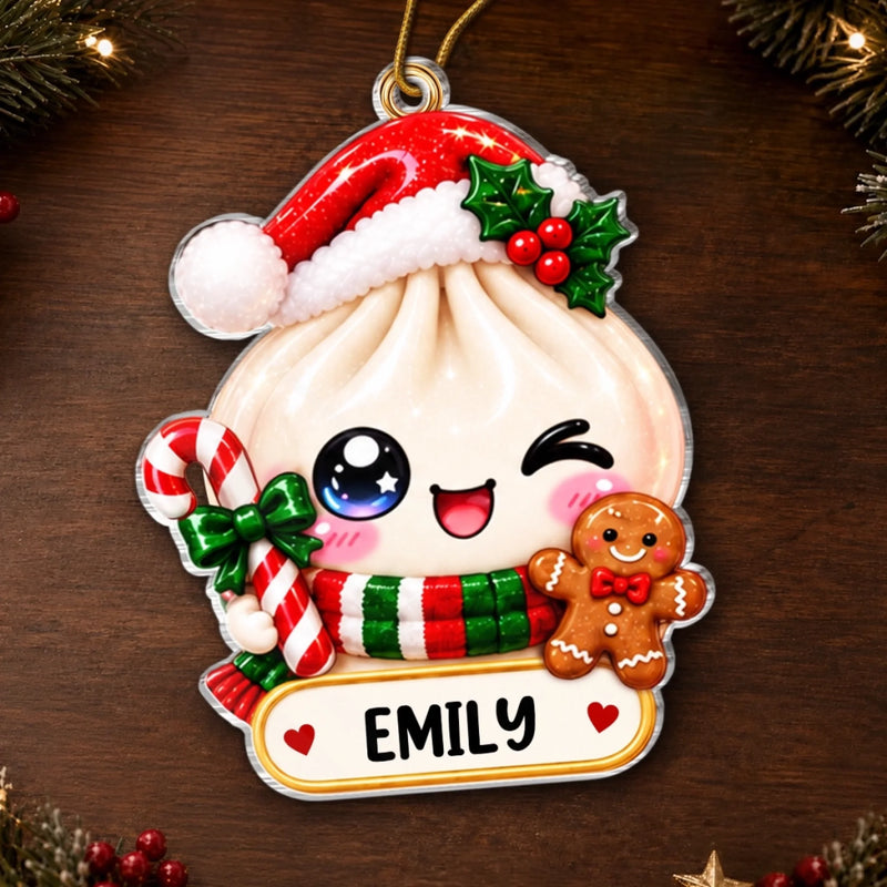 Custom Dumpling Squishy Acrylic Ornament - Personalized Christmas Birthday Gifts For Kids - Sweet Dumpling Christmas Joy