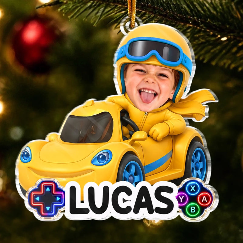 Custom Photo Acrylic Ornament - Personalized Christmas Birthday Gifts For Kids - Fast Lane Ahead