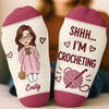 Custom Yarn Crew Socks - Personalized Birthday Gifts For Crochet Knitting Lovers, Crocheters, Knitters, Wife, Daughter, Besties, Sisters, Granddaughter, Grandma, Mom, Yourself - Crafting All Day