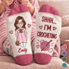 Custom Yarn Crew Socks - Personalized Birthday Gifts For Crochet Knitting Lovers, Crocheters, Knitters, Wife, Daughter, Besties, Sisters, Granddaughter, Grandma, Mom, Yourself - Crafting All Day