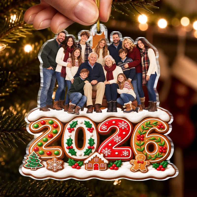 Custom Photo Acrylic Ornament - Personalized Christmas Birthday Gifts For Mom, Dad, Brother, Sister - Blessed With A Loving Family