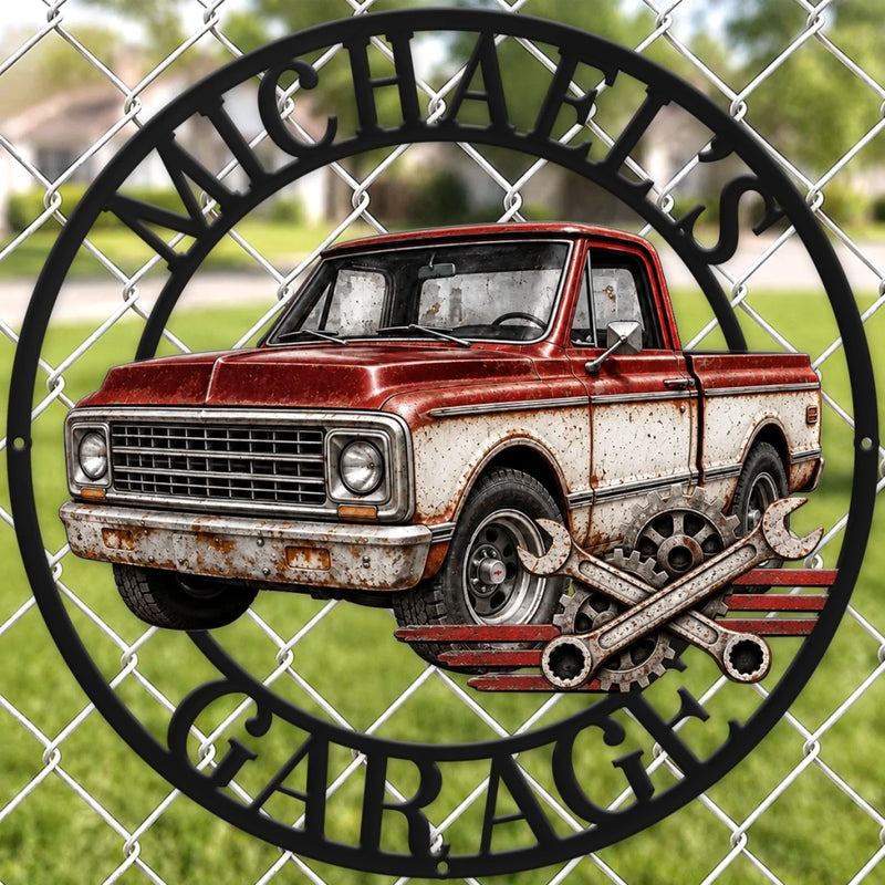 Custom Photo Garage Mechanic Shaped Metal Sign - Personalized Birthday Gifts For Husband, Son, Grandson, Brother, Grandpa, Dad, Yourself - Garage Mode On
