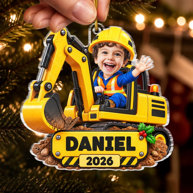 Custom Photo Acrylic Ornament - Personalized Christmas Birthday Gifts For Kids - Big Builds Ahead