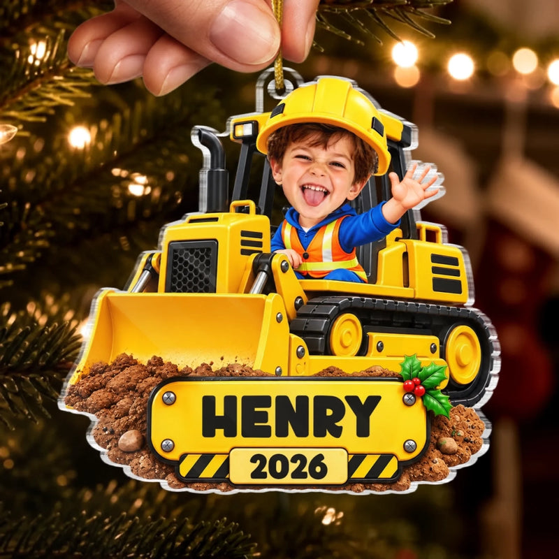 Custom Photo Acrylic Ornament - Personalized Christmas Birthday Gifts For Kids - Big Builds Ahead