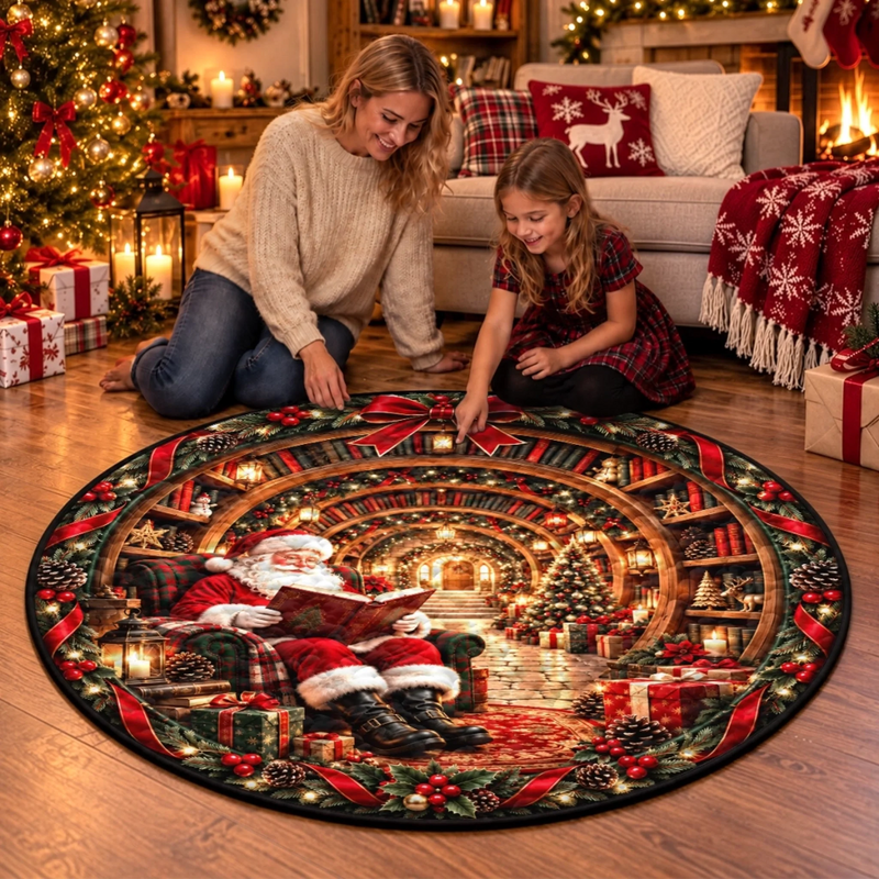 Custom Quilted Round Mat - Personalized Christmas Birthday Gifts For Mom, Dad, Brother, Sister - Holiday Magic Awaits