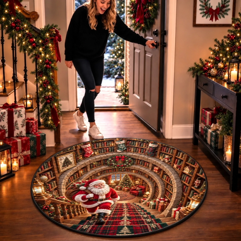 Custom Quilted Round Mat - Personalized Christmas Birthday Gifts For Mom, Dad, Brother, Sister - Tis The Season To Read