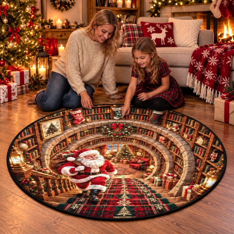 Custom Quilted Round Mat - Personalized Christmas Birthday Gifts For Mom, Dad, Brother, Sister - Tis The Season To Read