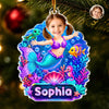 Custom Photo Mermaid Acrylic Ornament - Personalized Christmas Birthday Gifts For Kids - Little Cute Mermaid