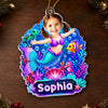 Custom Photo Mermaid Acrylic Ornament - Personalized Christmas Birthday Gifts For Kids - Little Cute Mermaid