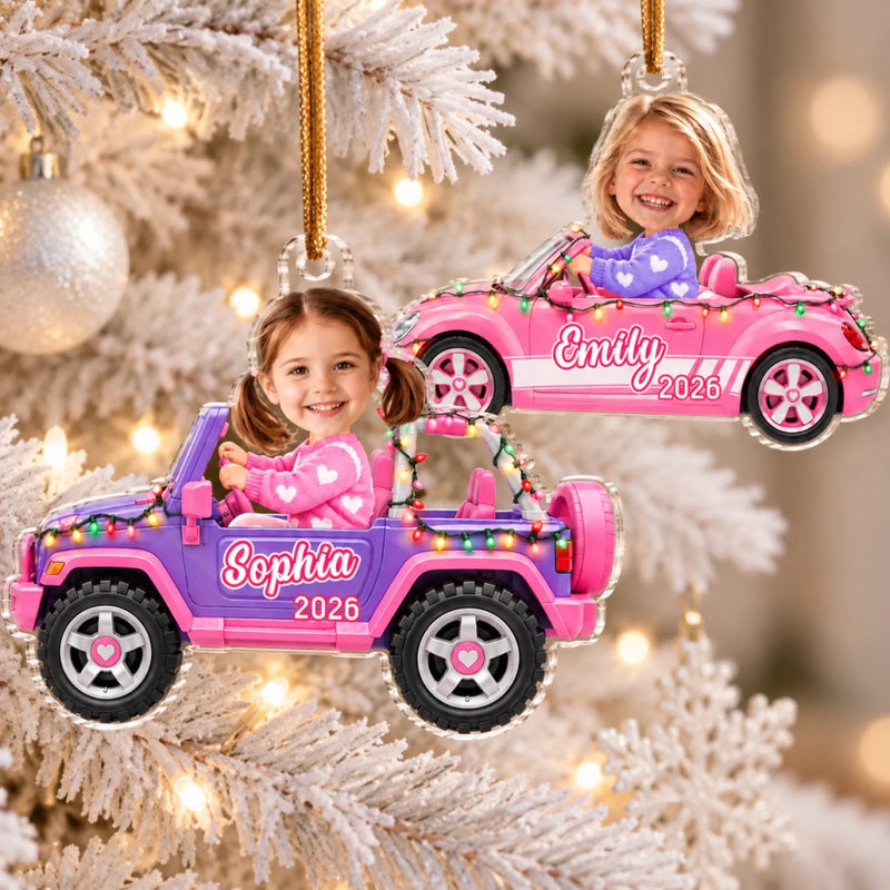Custom Photo Acrylic Ornament - Personalized Christmas Birthday Gifts For Kids - Christmas Is On Wheels