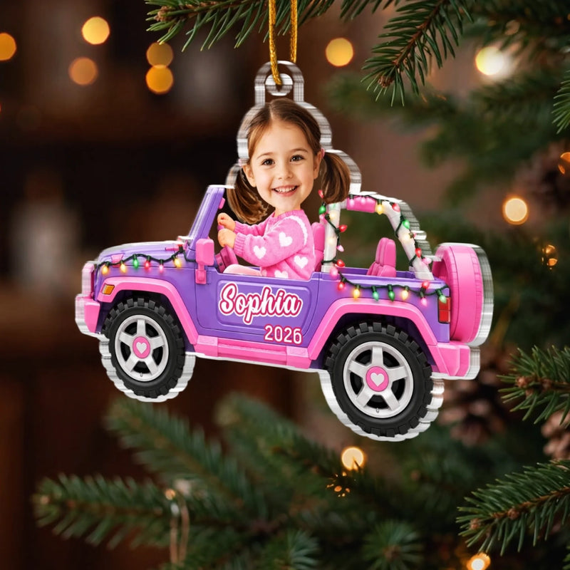 Custom Photo Acrylic Ornament - Personalized Christmas Birthday Gifts For Kids - Christmas Is On Wheels