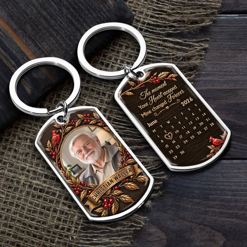 Custom Photo Keychain - Personalized Memorial Sympathy Gifts For Loss Of Mom, Dad - Love Lives On In Memories