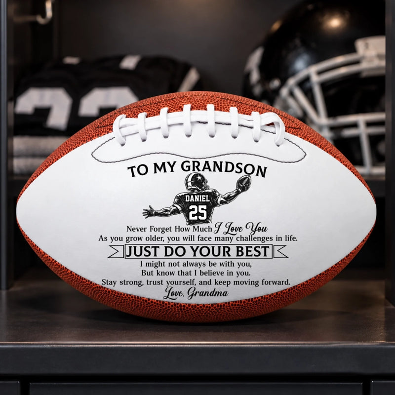 Custom Leather Football - Personalized Birthday Gifts For Son, Grandson, American Football Lovers, Sports Fans, Sports Lovers - Made For Game Day