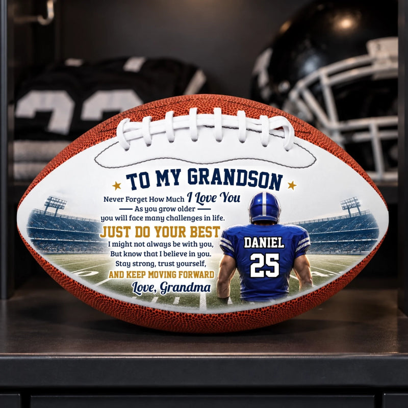 Custom Leather Football - Personalized Birthday Gifts For Son, Grandson, American Football Lovers, Sports Fans, Sports Lovers - All Heart On Game Day