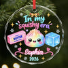 Custom Squishy Circle Glass Ornament - Personalized Christmas Birthday Gifts For Kids - In My Squishy Era