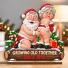 Custom Funny 2-Layered Wooden Plaque - Personalized Anniversary Christmas Wedding Gifts For Husband And Wife, Him And Her - Aging Like Fine Wine